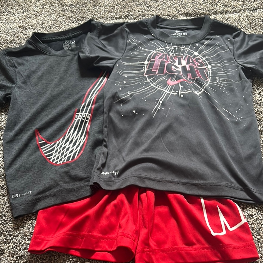 Nike Kids' Black and Red Dri-FIT T-Shirt Set